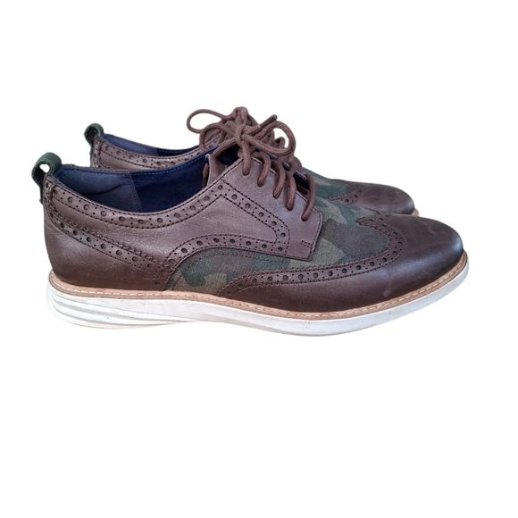 Cole Haan Men's Leather Men’s Casual Brogue Sneakers  Brown & Camouflage - Picture 5 of 13
